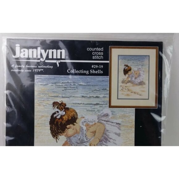Cross Stitch Kit Janlynn COLLECTING SHELLS #29-19 Counted 12X16 1996 USA Vintage - Picture 4 of 8